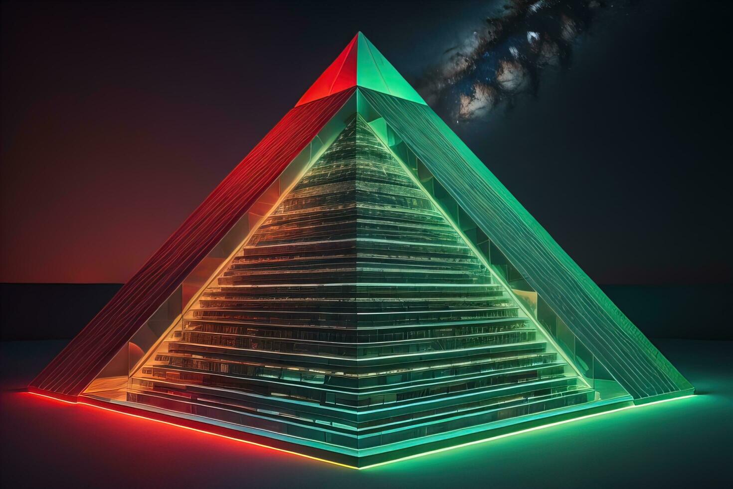 Creative and colorful pyramid on a solid color background. ai generative photo