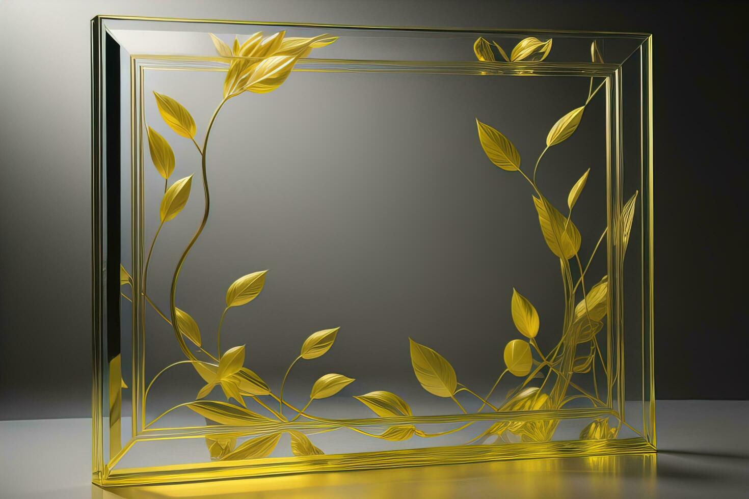 Glass picture frame on a solid color background. ai generative photo