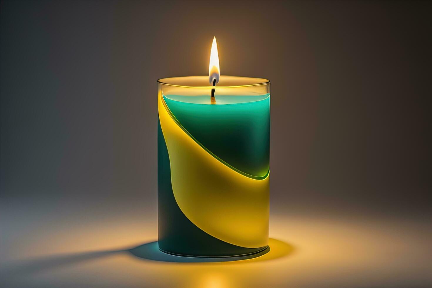 Creative burning candle on a wooden background. ai generative photo