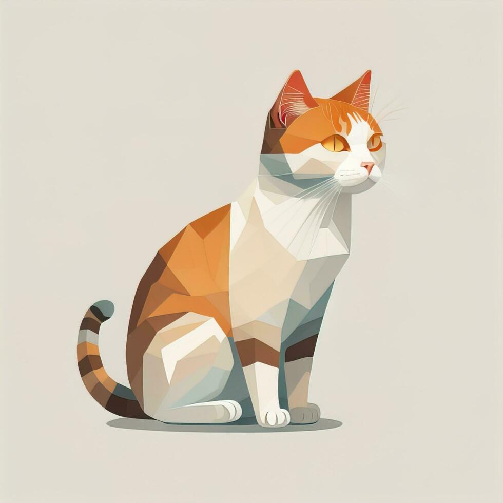 Cute cat sitting on the floor. Vector illustration in retro style. ai generative photo