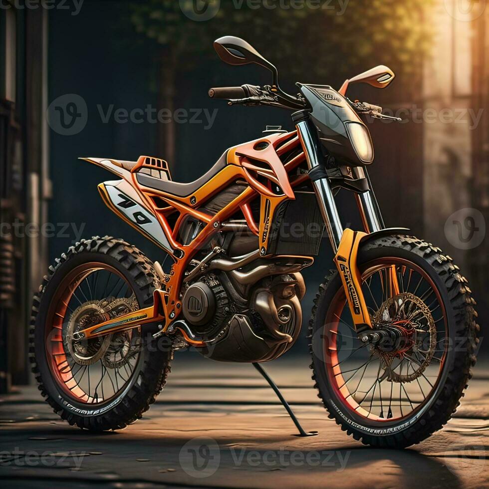 Modern powerful sports motorcycle on a colorful background. ai generative photo