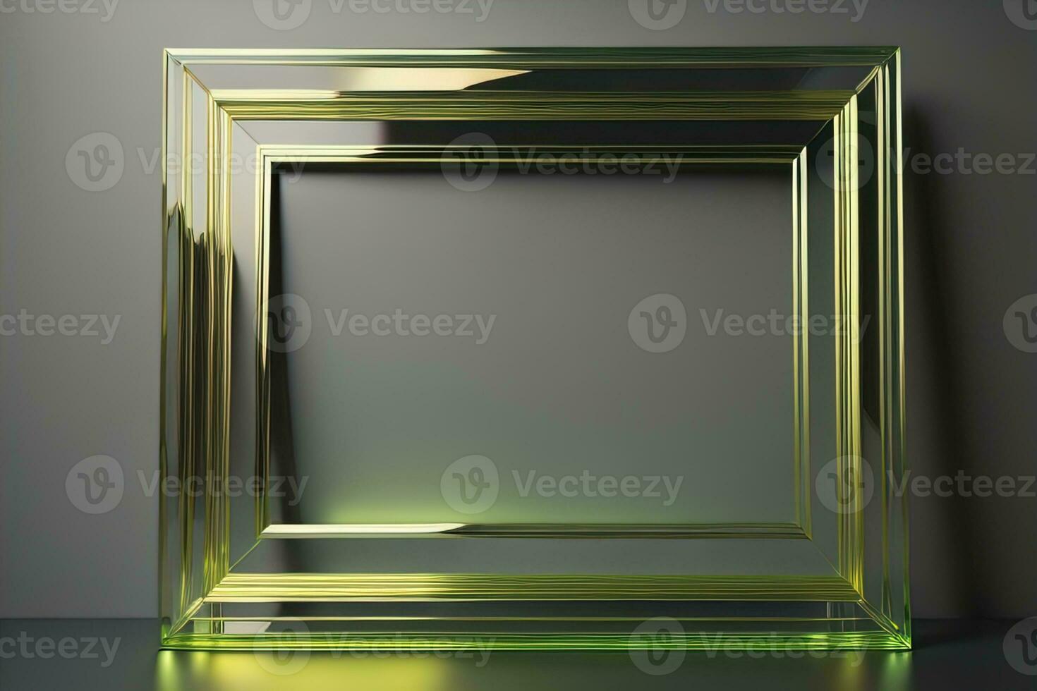 Glass picture frame on a solid color background. ai generative photo