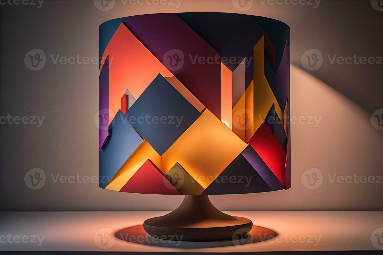 decorative table lamp on solid color background. ai generative photo