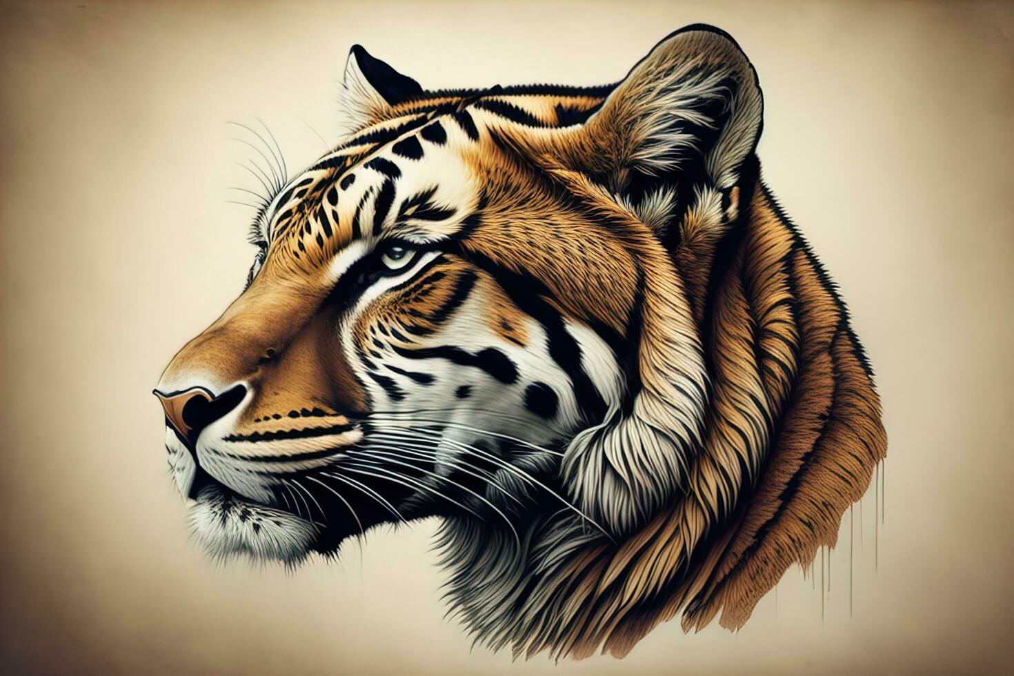 Tiger head with colorful background. ai generative photo