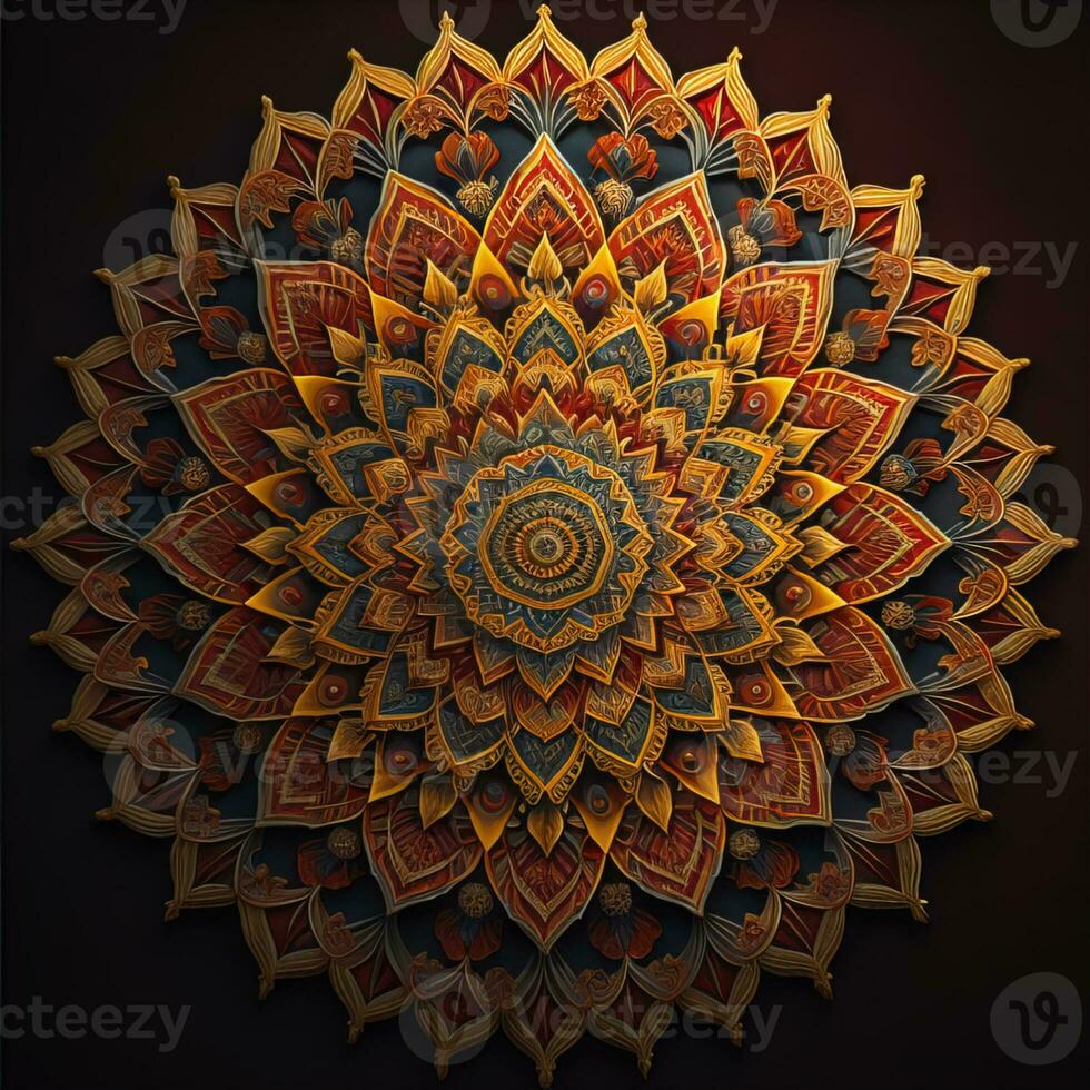 Mandala pattern. Vintage decorative elements. Hand drawn oriental background. ai generative photo
