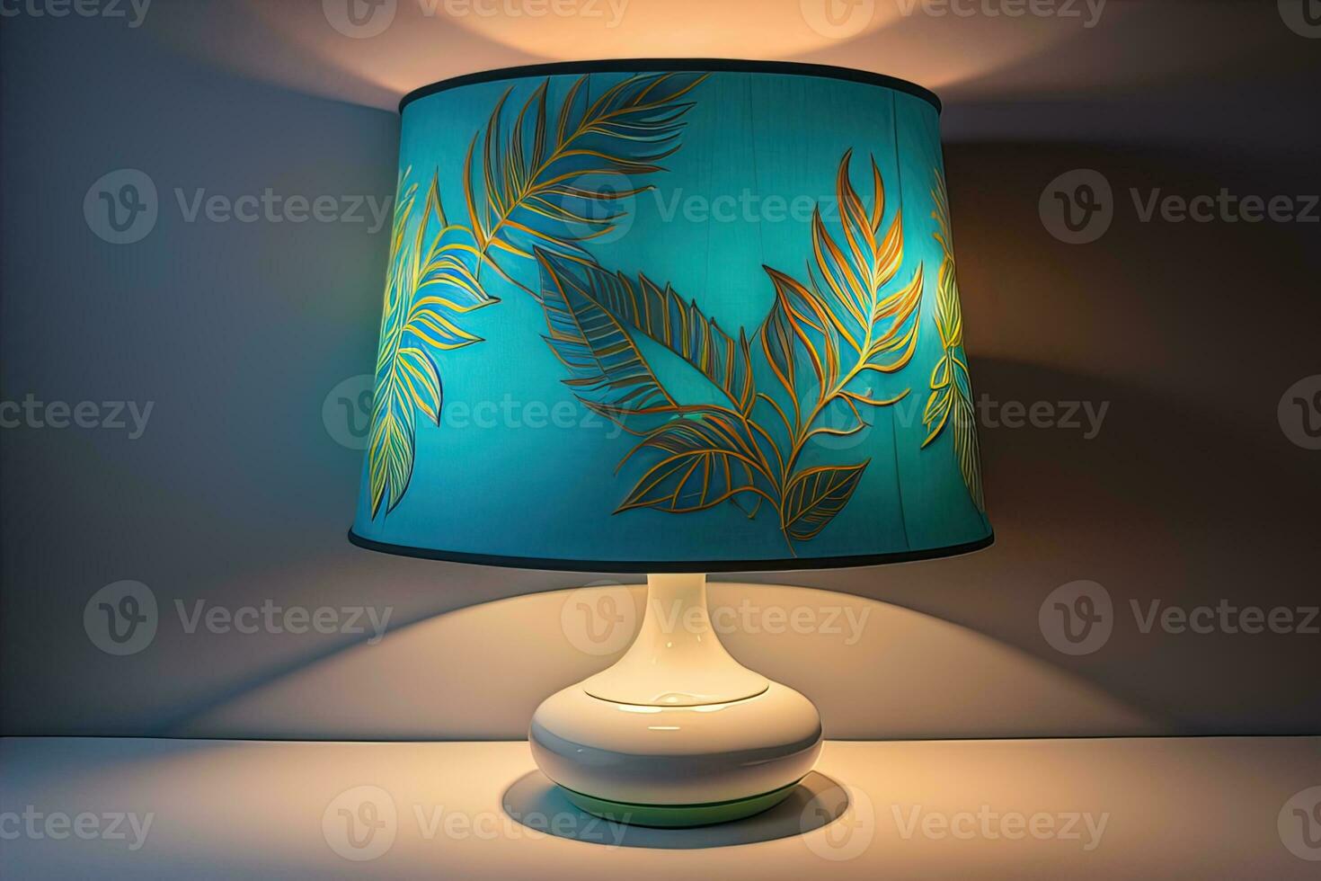 a decorative and colorful lamp on a solid color background. ai generative photo
