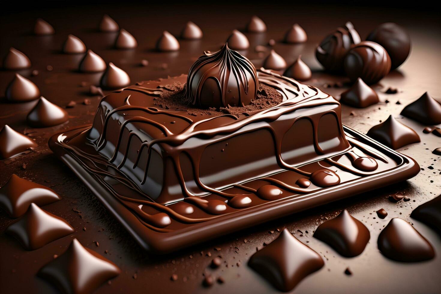 Chocolate truffles on a dark background. ai generative photo