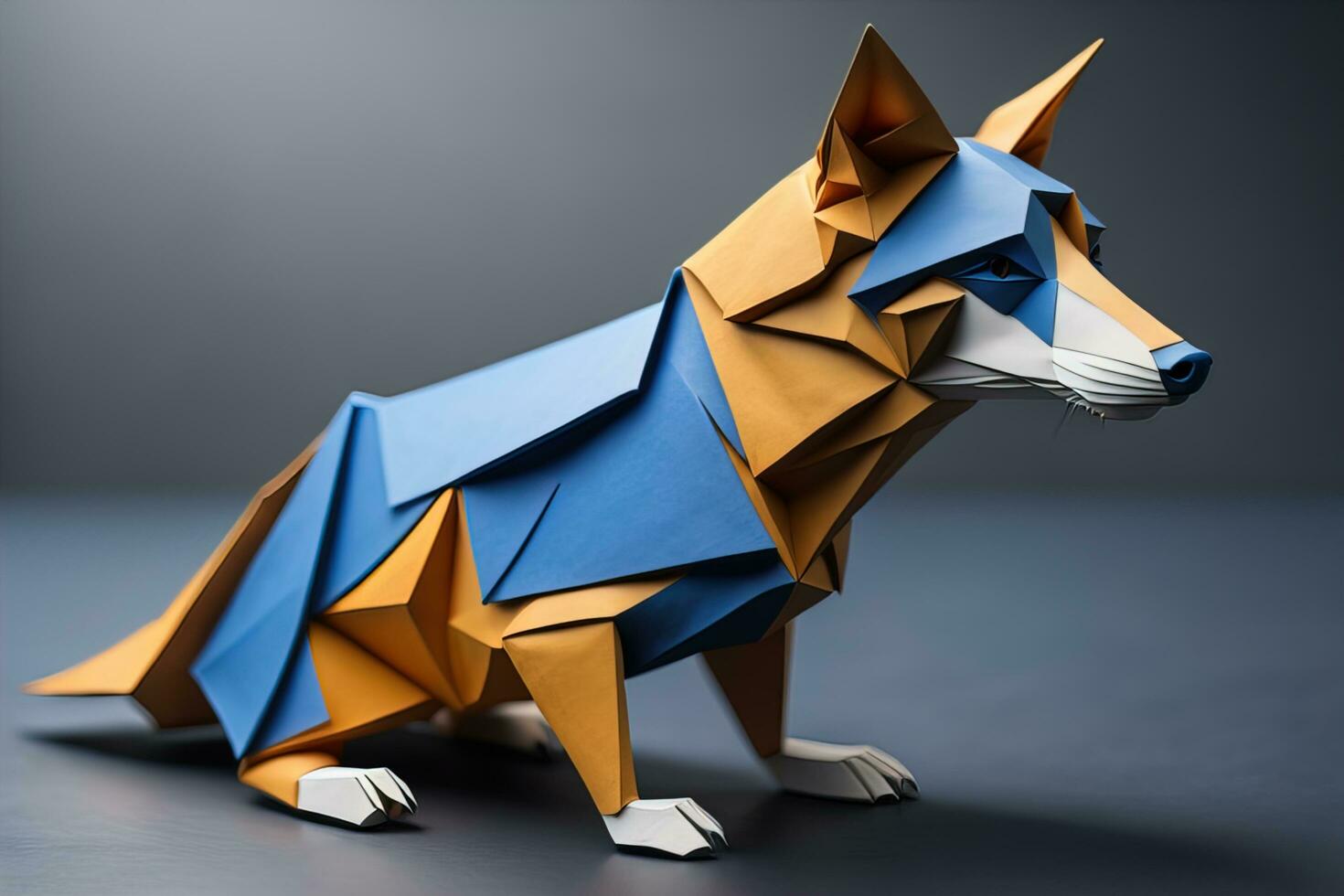 Paper origami animal isolated on solid color background. ai generative photo