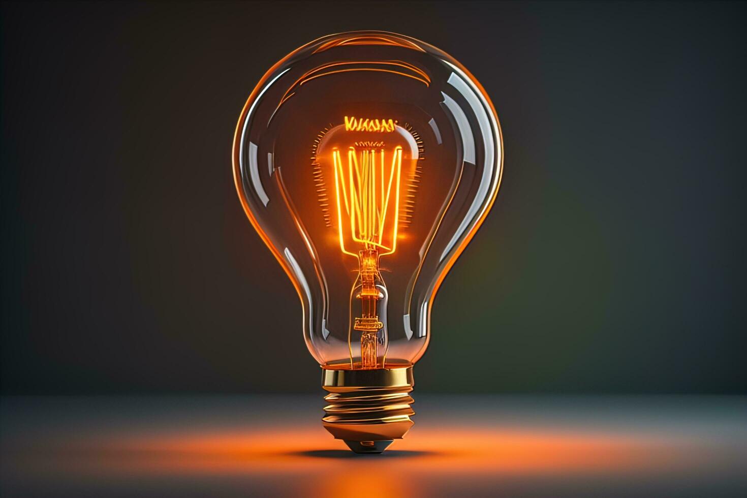 Glowing glass light bulb on dark background. ai generative photo