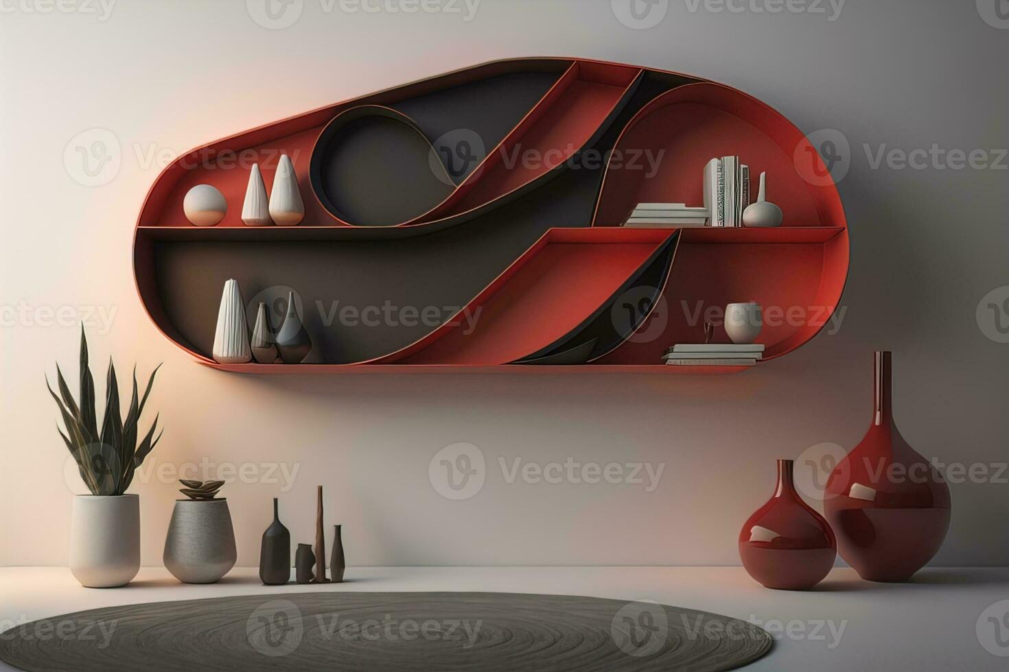 Bookshelf in scandinavian interior. ai generative photo