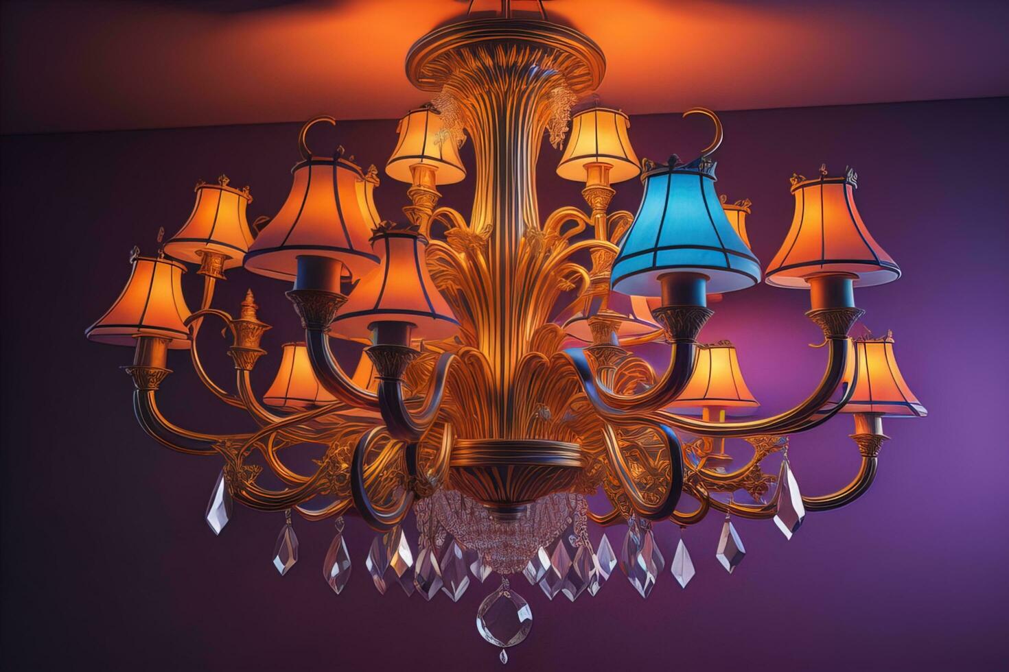 Luxury chandelier isolated on dark background. ai generative photo