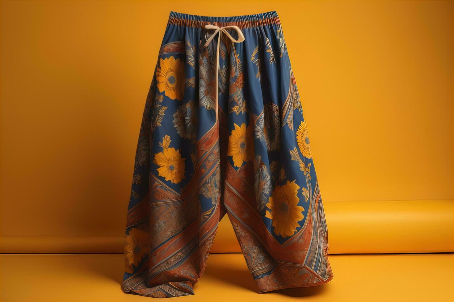 Men's shorts with a pattern on a solid color background. Studio shooting. ai generative photo