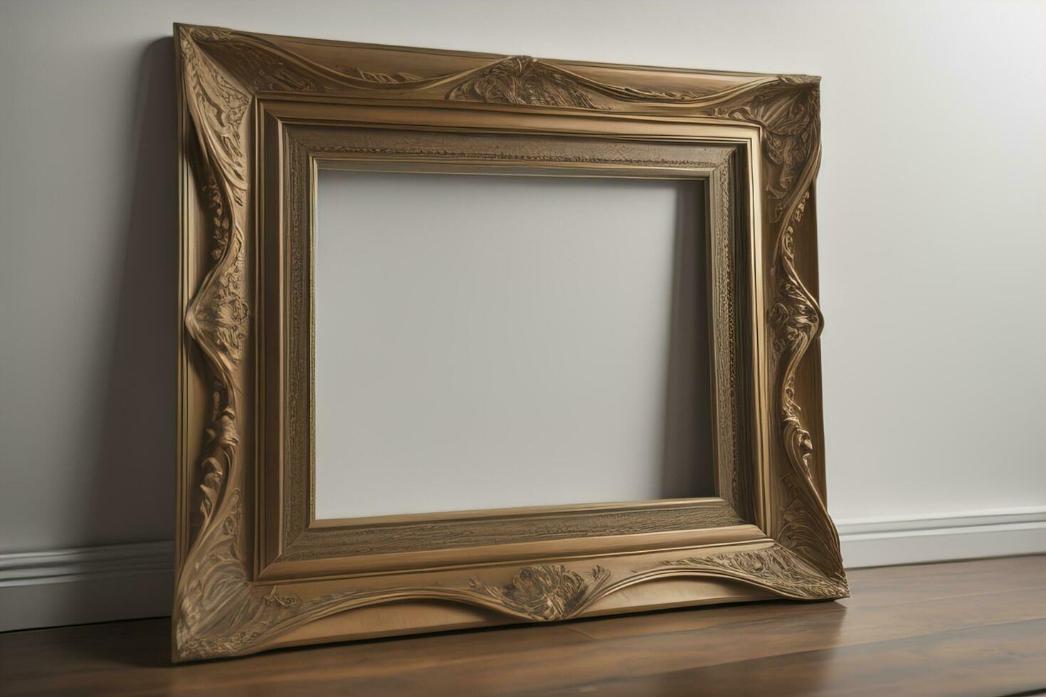 Glass picture frame on a solid color background. ai generative photo