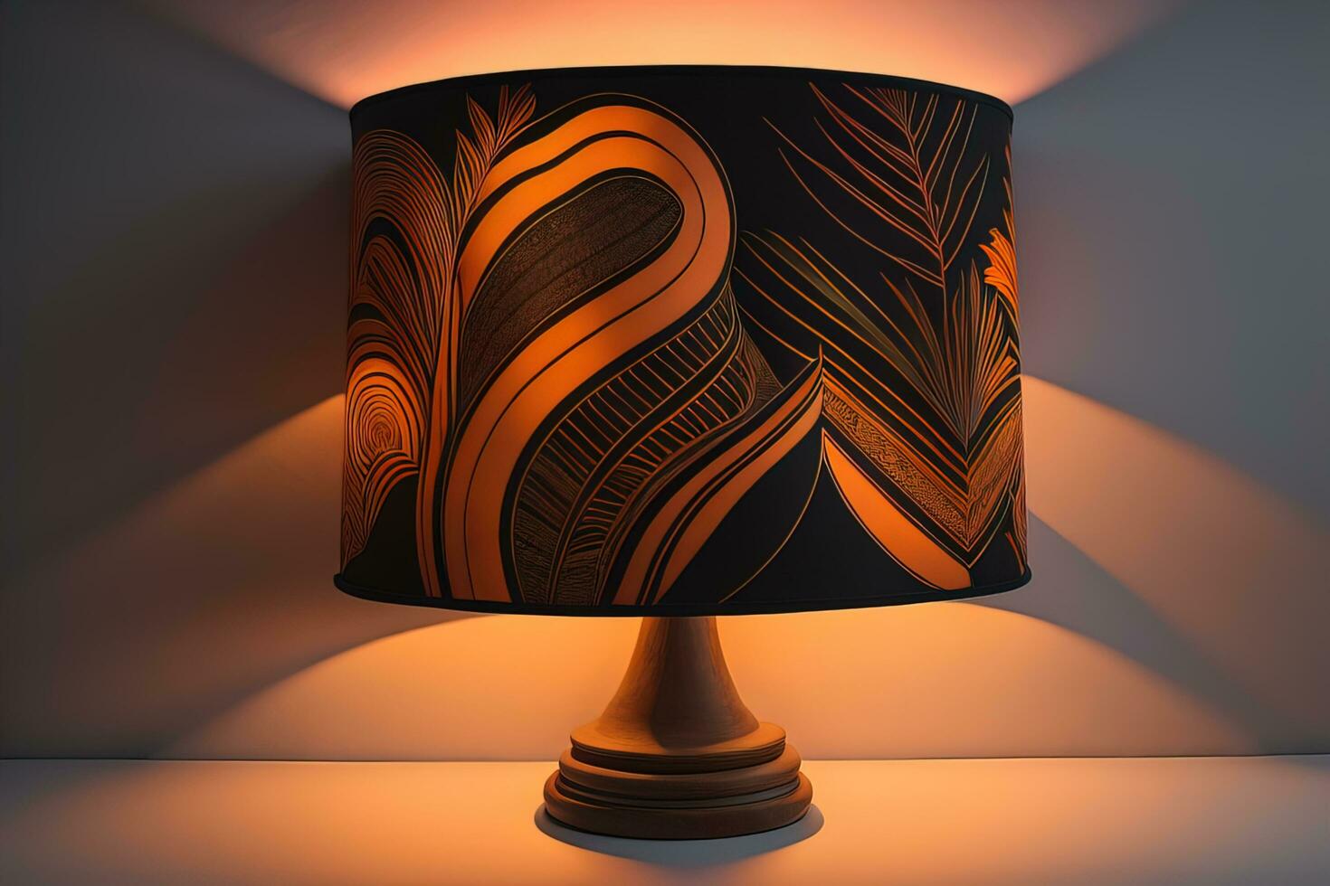 a decorative and colorful lamp on a solid color background. ai generative photo