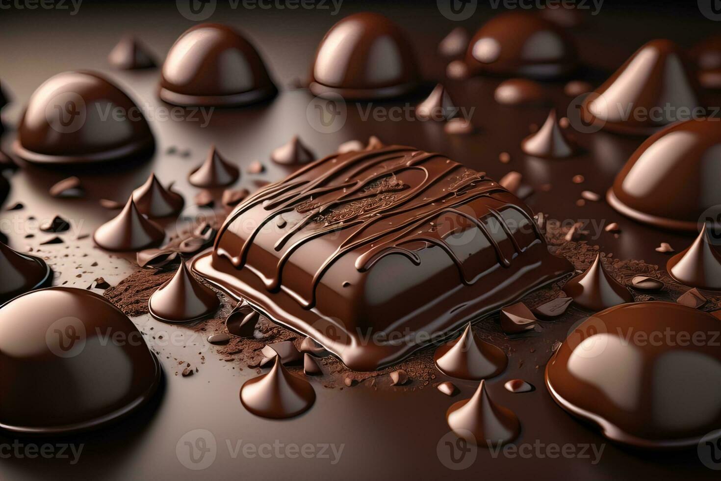 Chocolate truffles on a dark background. ai generative photo