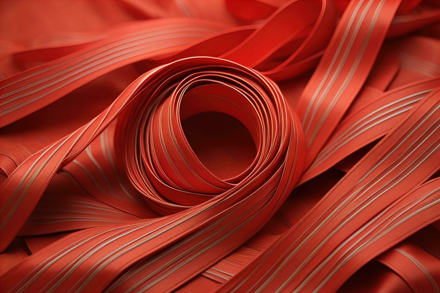 Shiny satin ribbon in brown color isolated on white background. ai generative photo