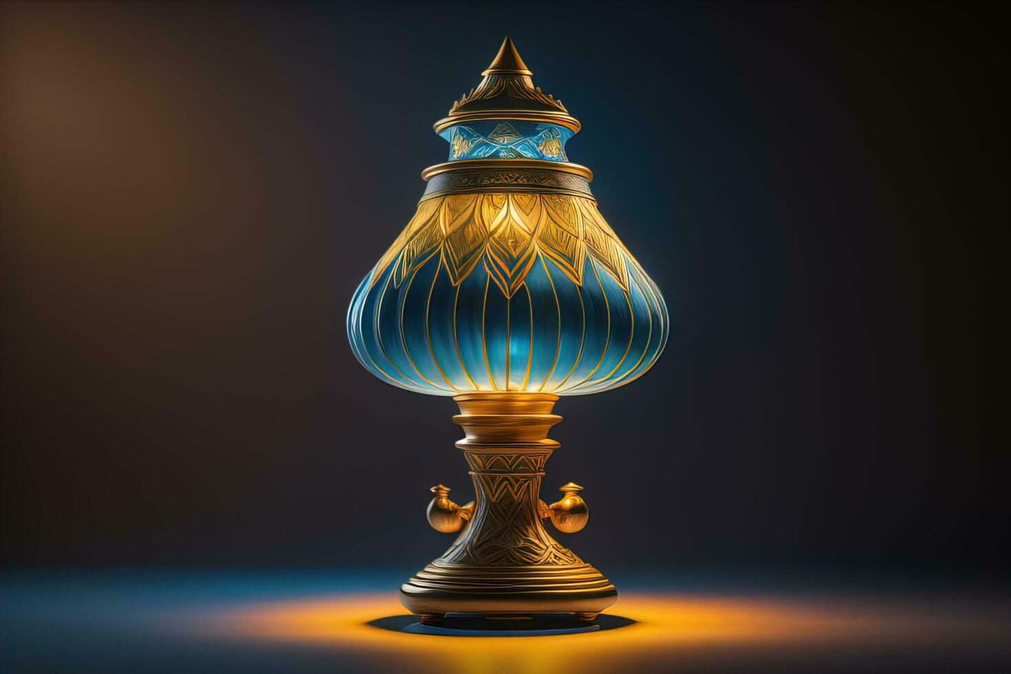 a vintage oriental vase on a solid color background. ai generative photo
