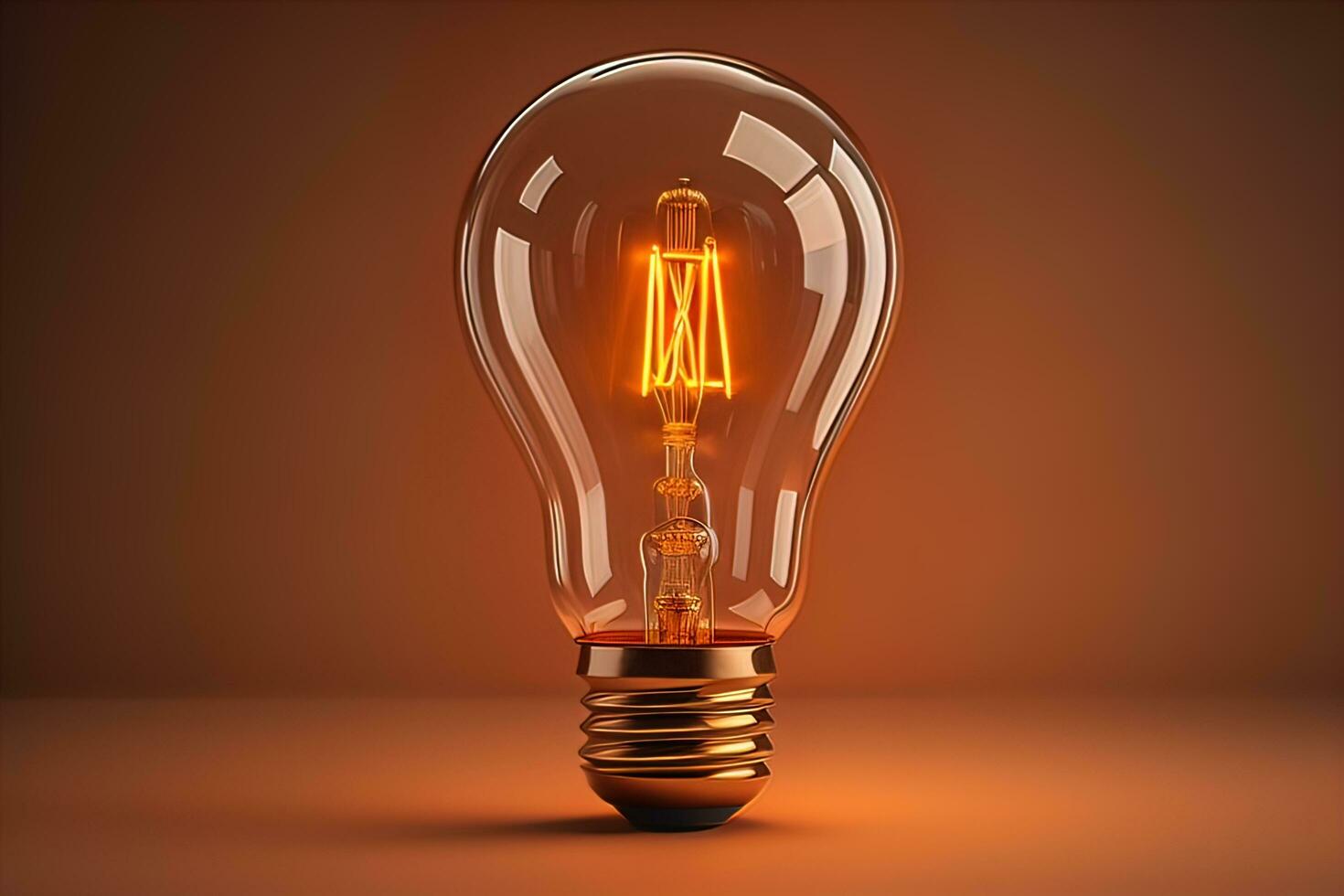 Glowing glass light bulb on dark background. ai generative photo