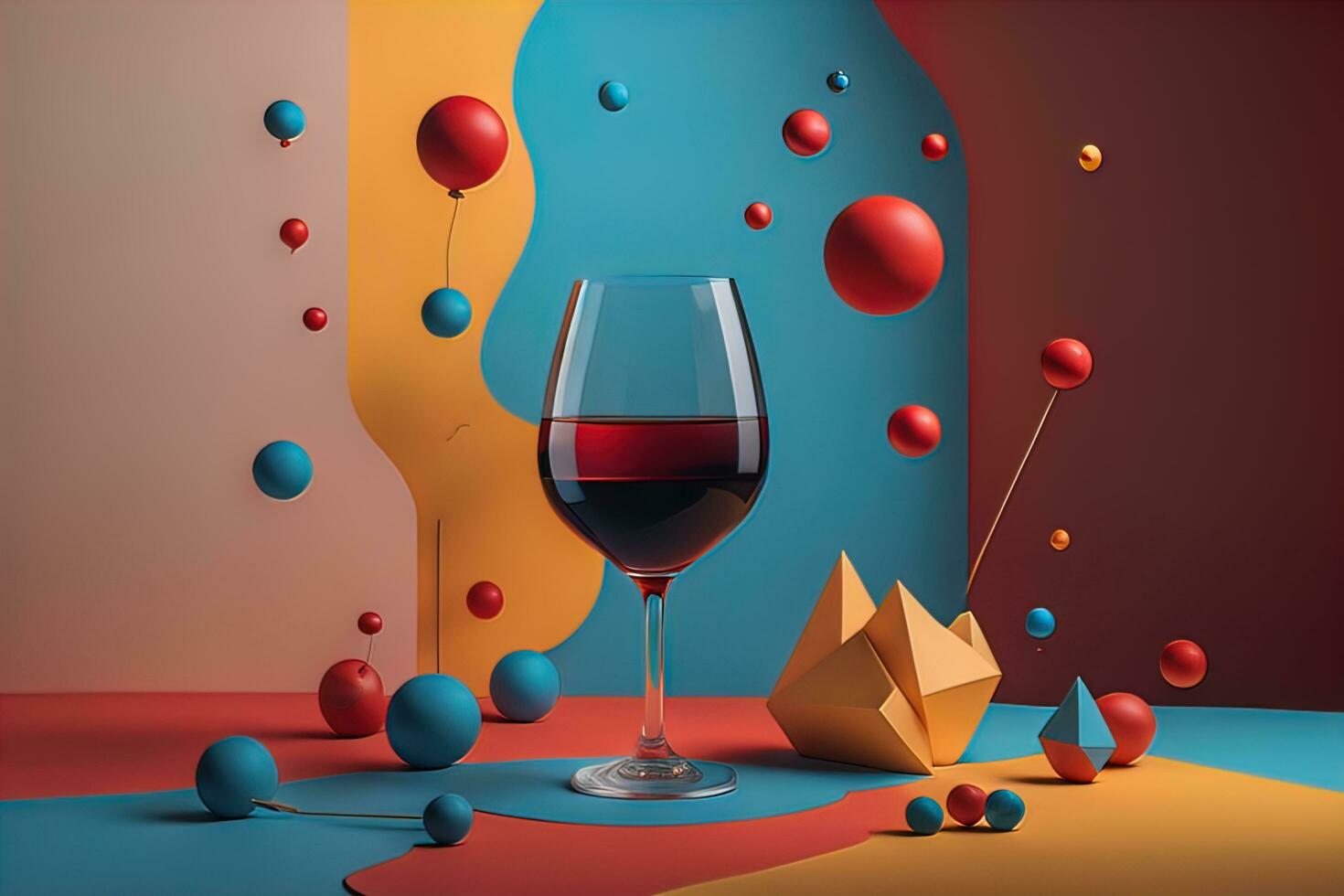 Glass of red wine on black background. ai generative photo