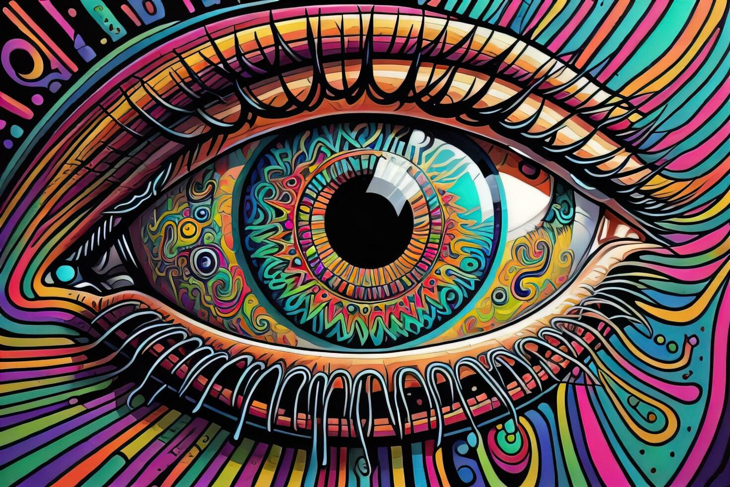 Colorful eye. Psychedelic background. Vector illustration. ai generative photo
