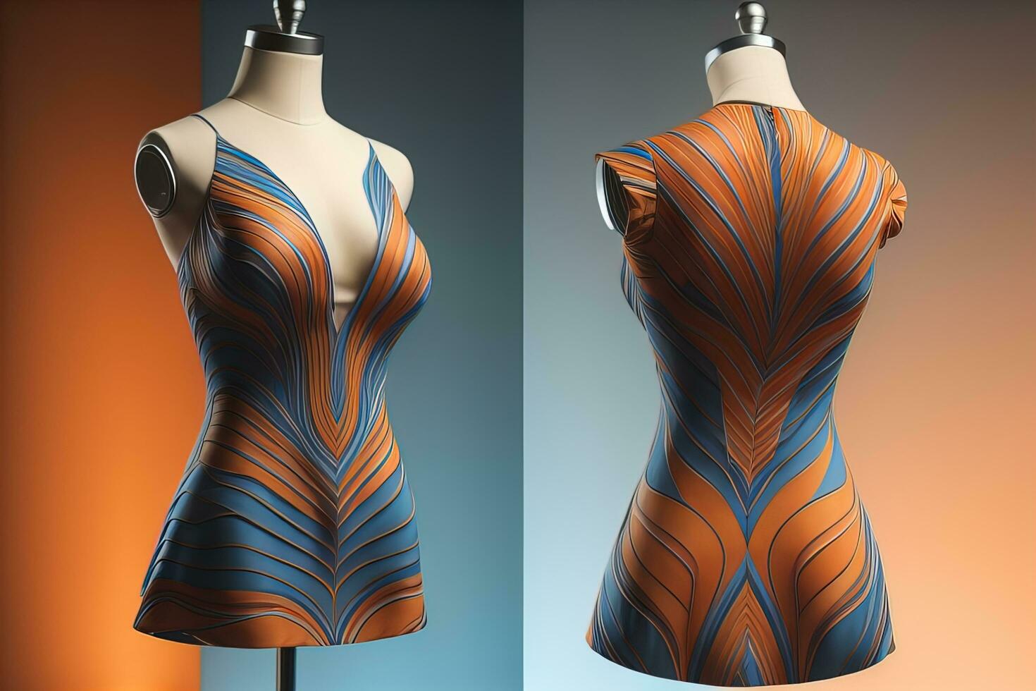 Women's dress on a mannequin in a fashion store. ai generative photo
