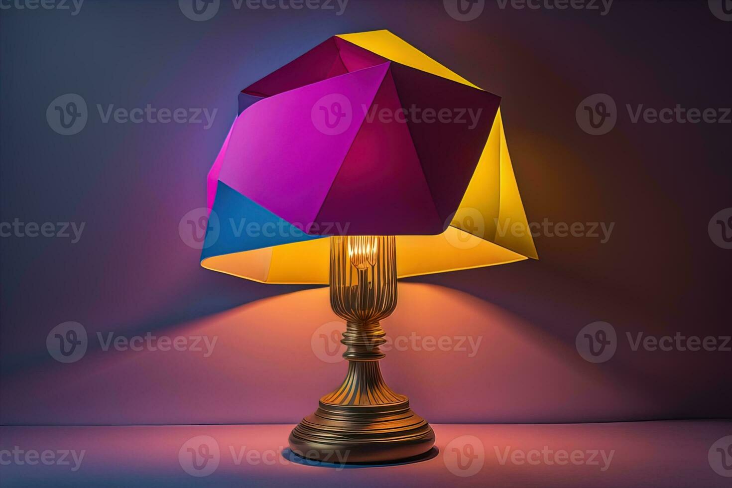 a modern lamp on a solid color background. ai generative photo