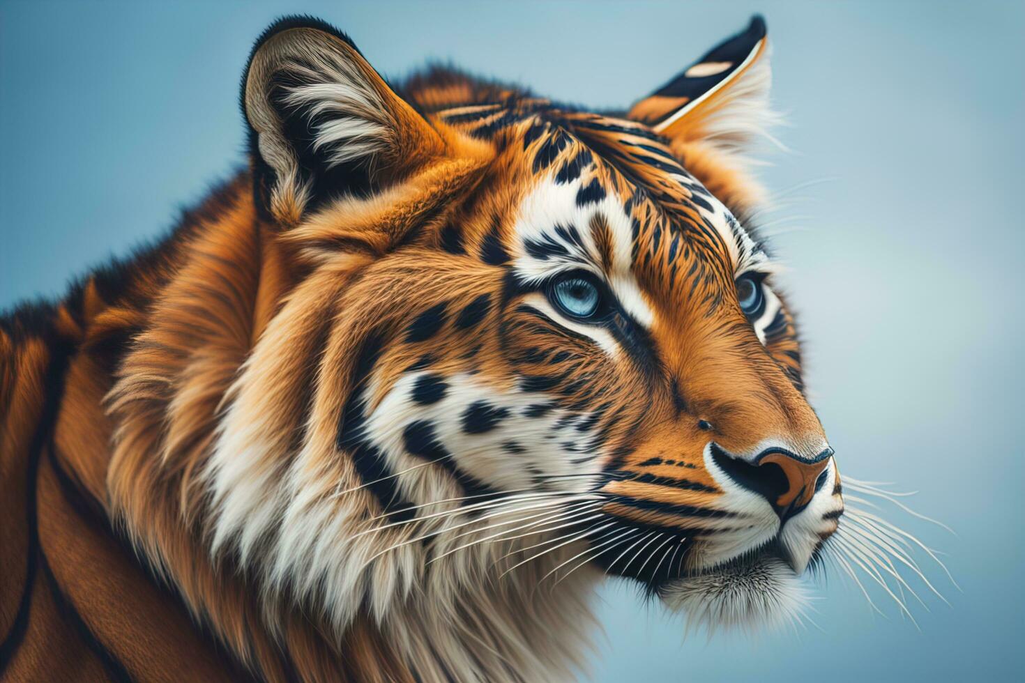 Portrait of a tiger on a solid color background. Close-up. ai generative photo
