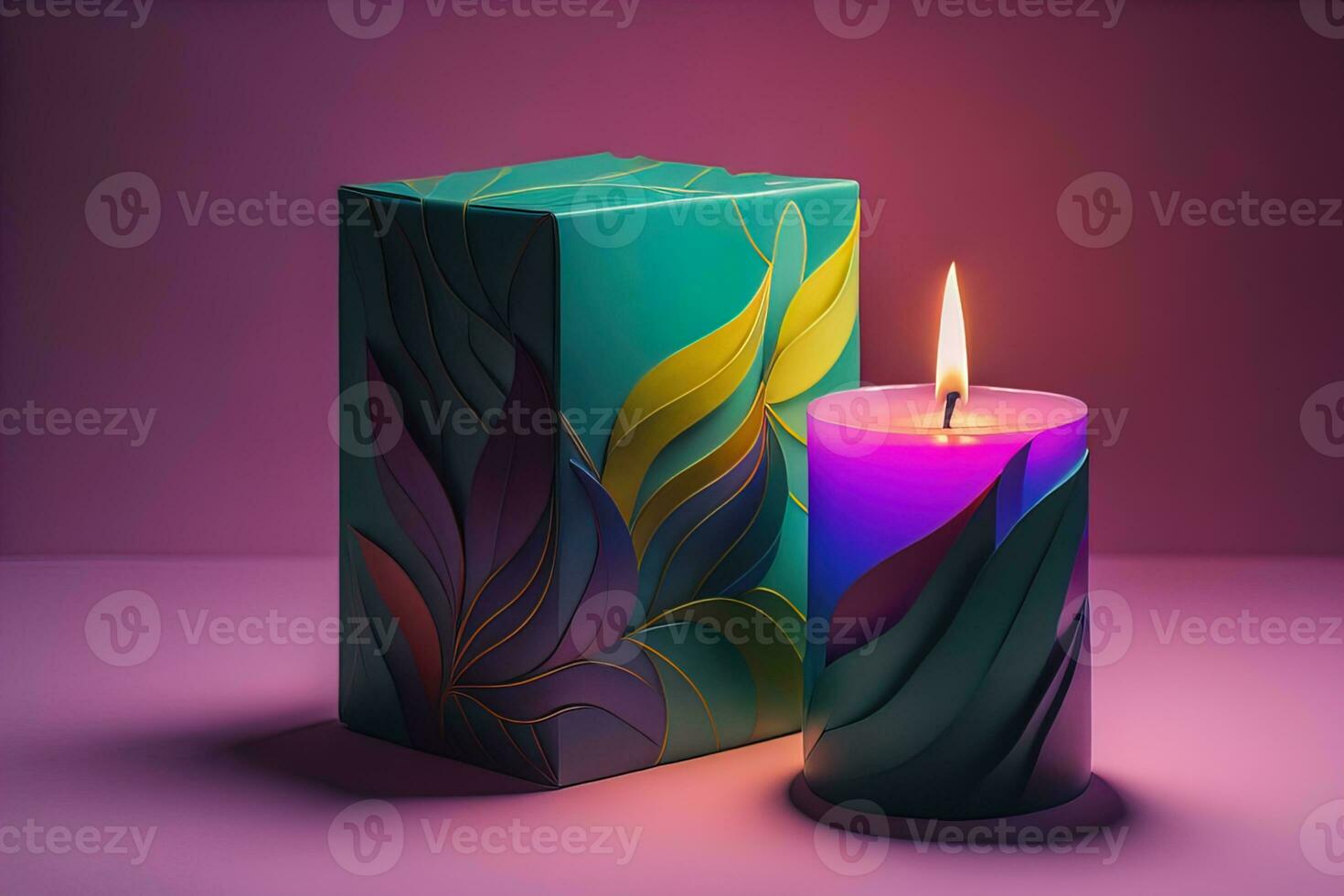 Creative burning candle on a wooden background. ai generative photo