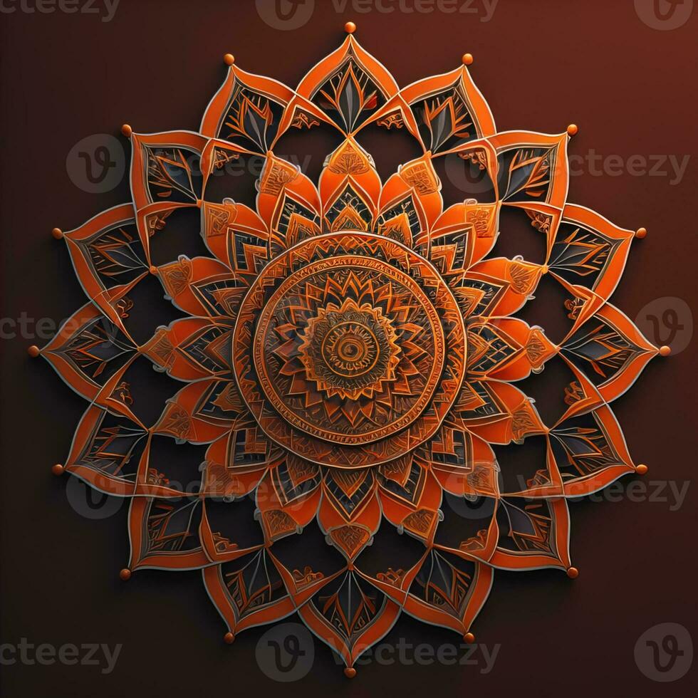 Mandala pattern. Vintage decorative elements. Hand drawn oriental background. ai generative photo