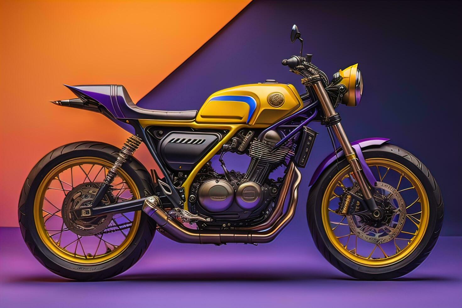 Modern powerful sports motorcycle on a colorful background. ai generative photo