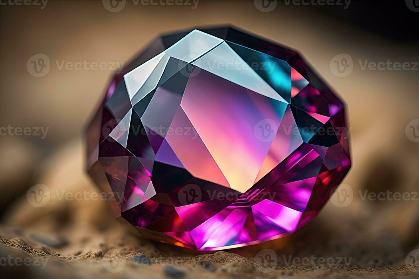 Brilliant multicolored sapphire on a surface. ai generative photo