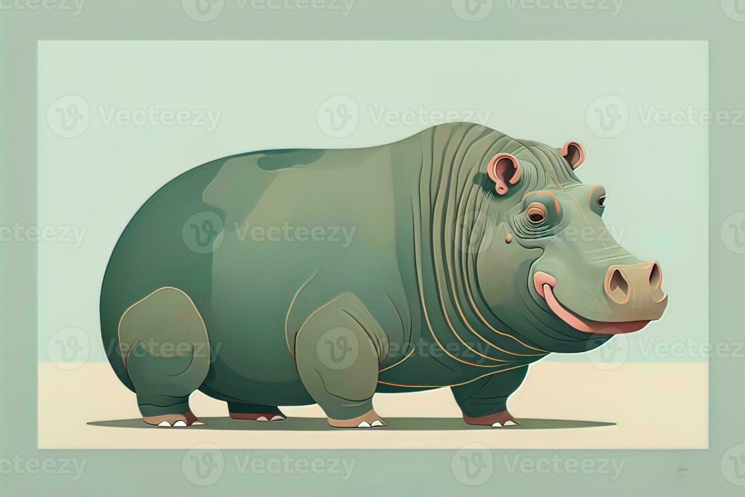 Hippopotamus standing on its hind legs. Vector illustration. ai generative photo