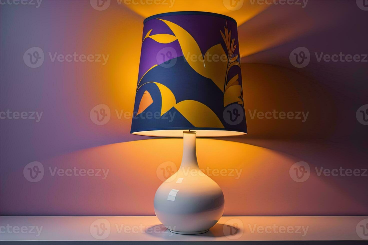 decorative table lamp on solid color background. ai generative photo