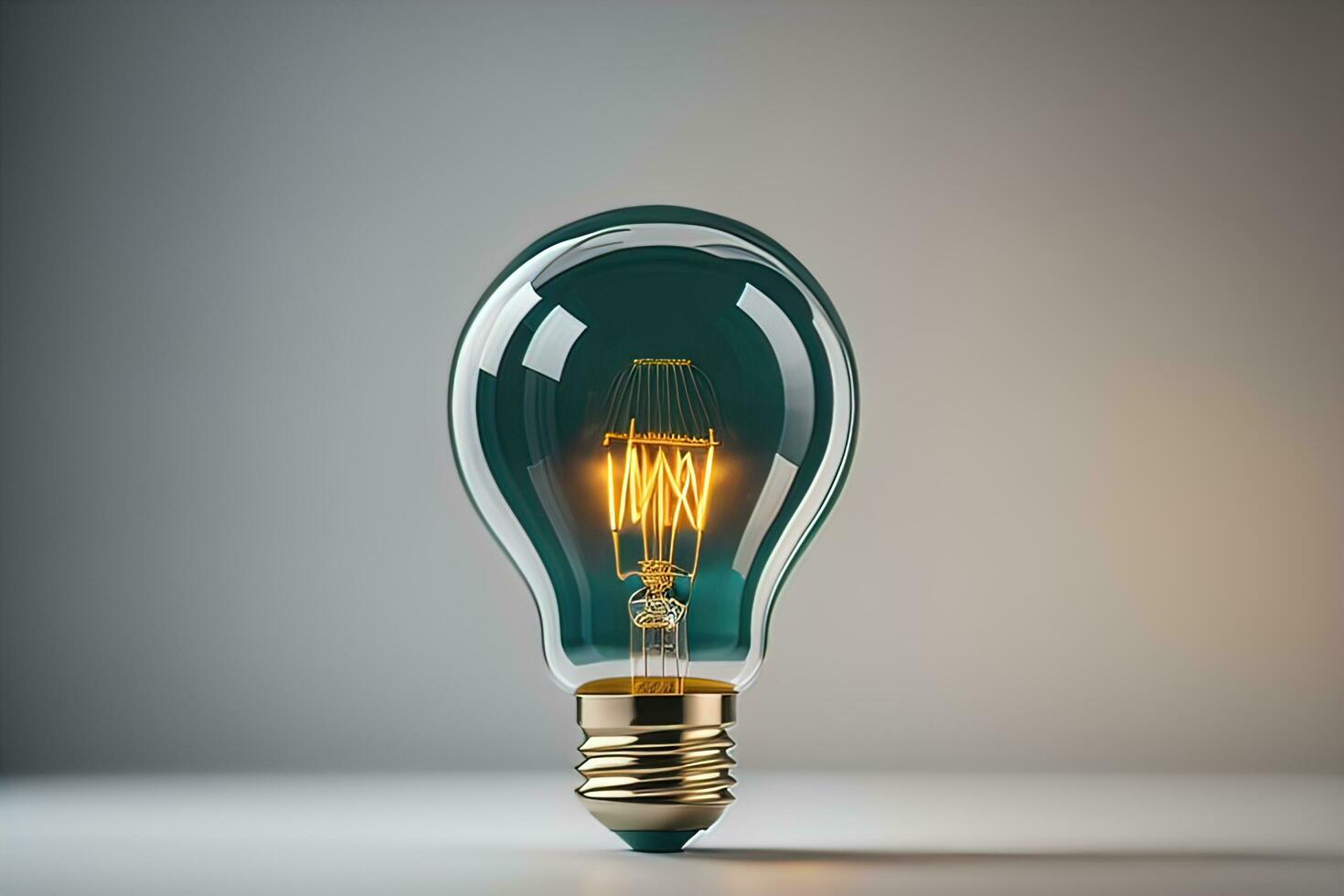 Glowing glass light bulb on dark background. ai generative photo