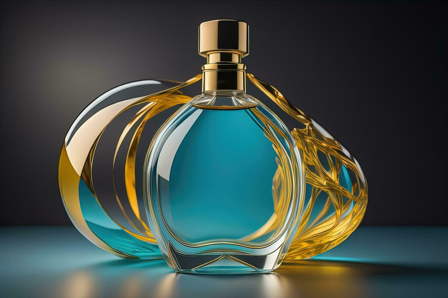 Creative and brandless Perfume bottle and flower on the wooden table, closeup. ai generative photo