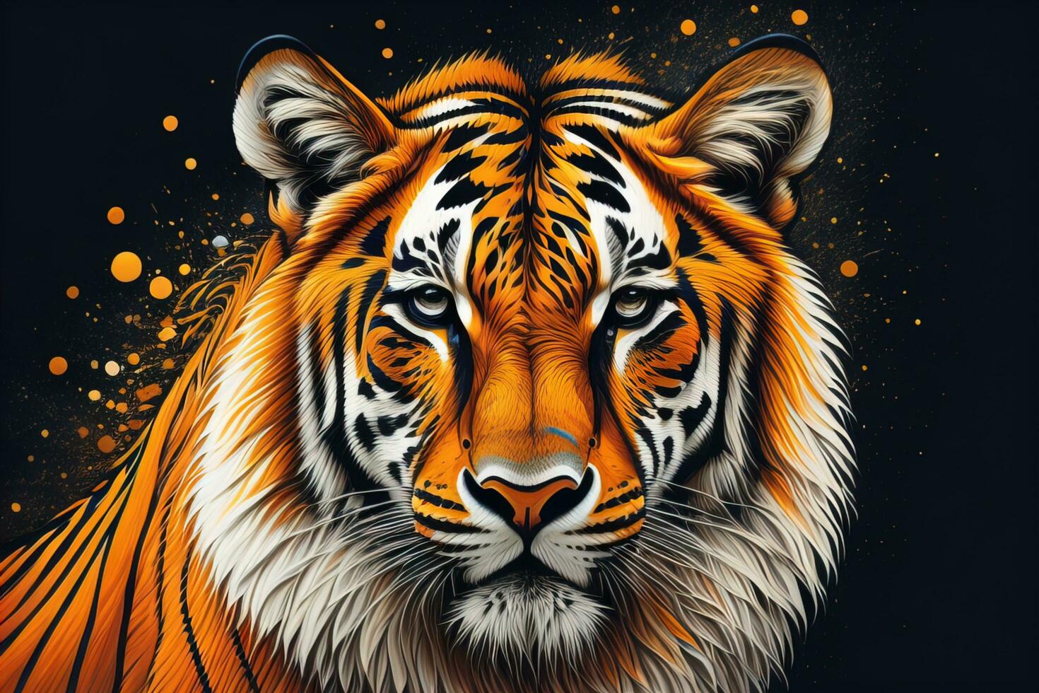 Tiger head with colorful background. ai generative photo