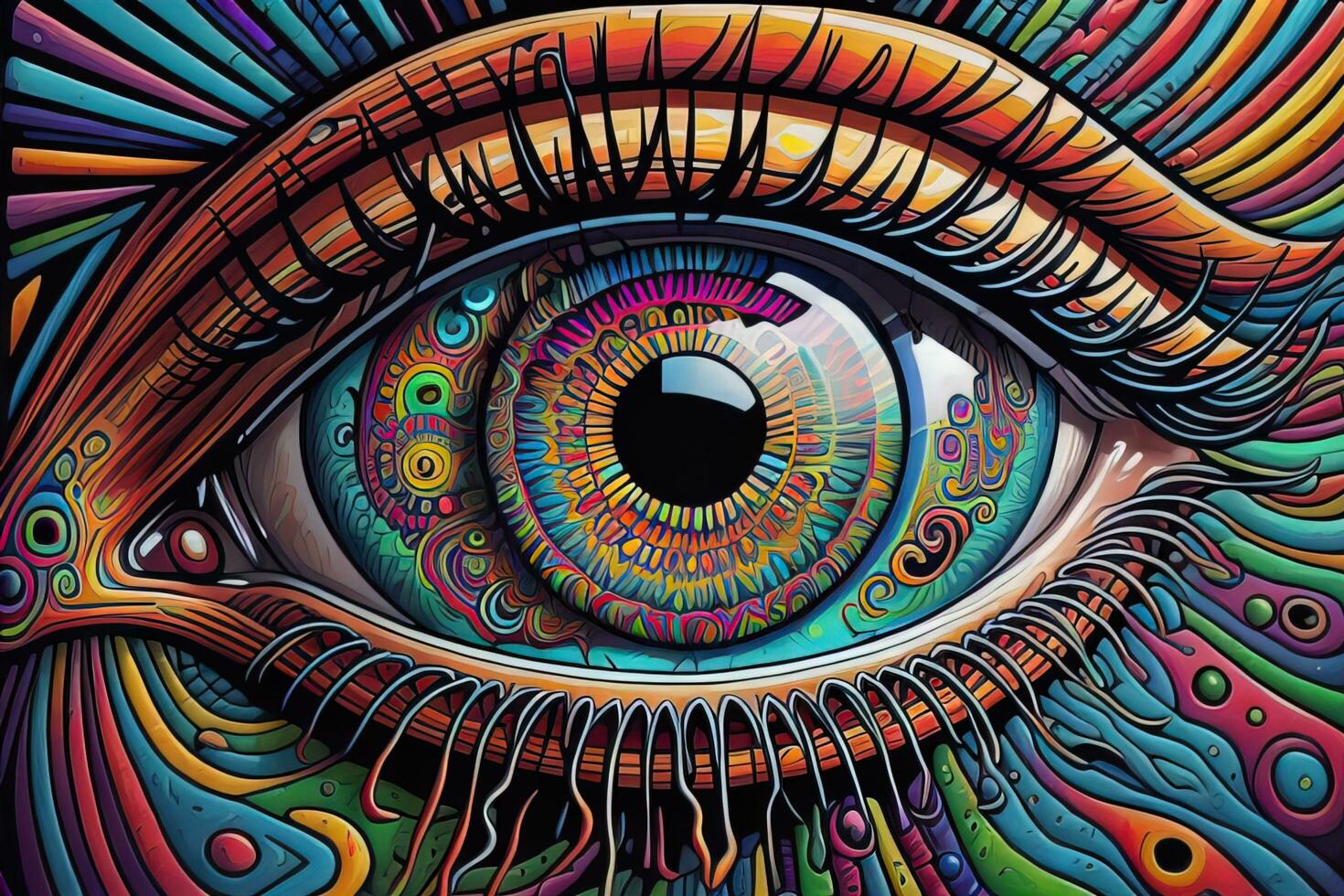 Colorful eye. Psychedelic background. Vector illustration. ai generative photo