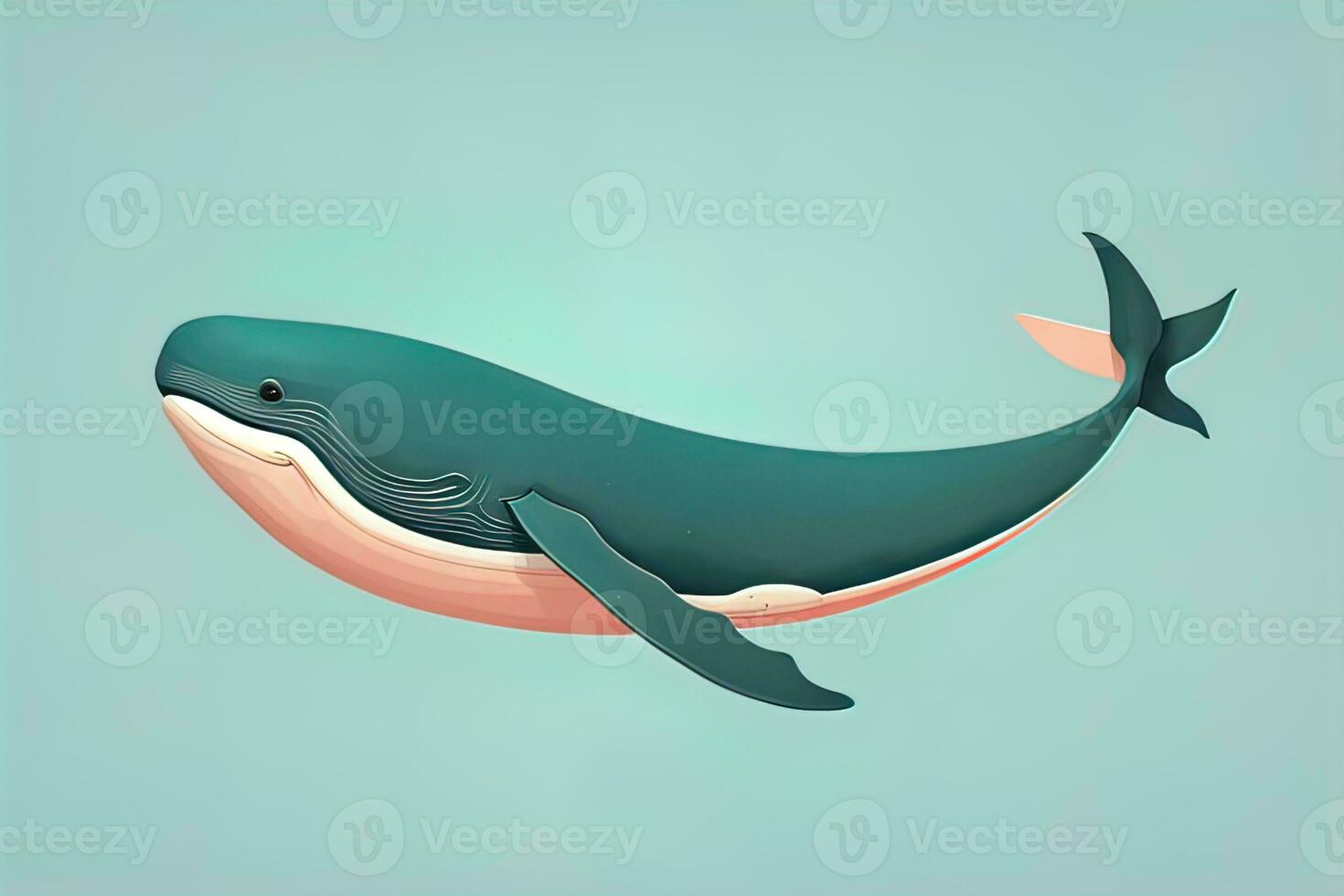 Blue whale isolated on a solid clor background. ai generative photo