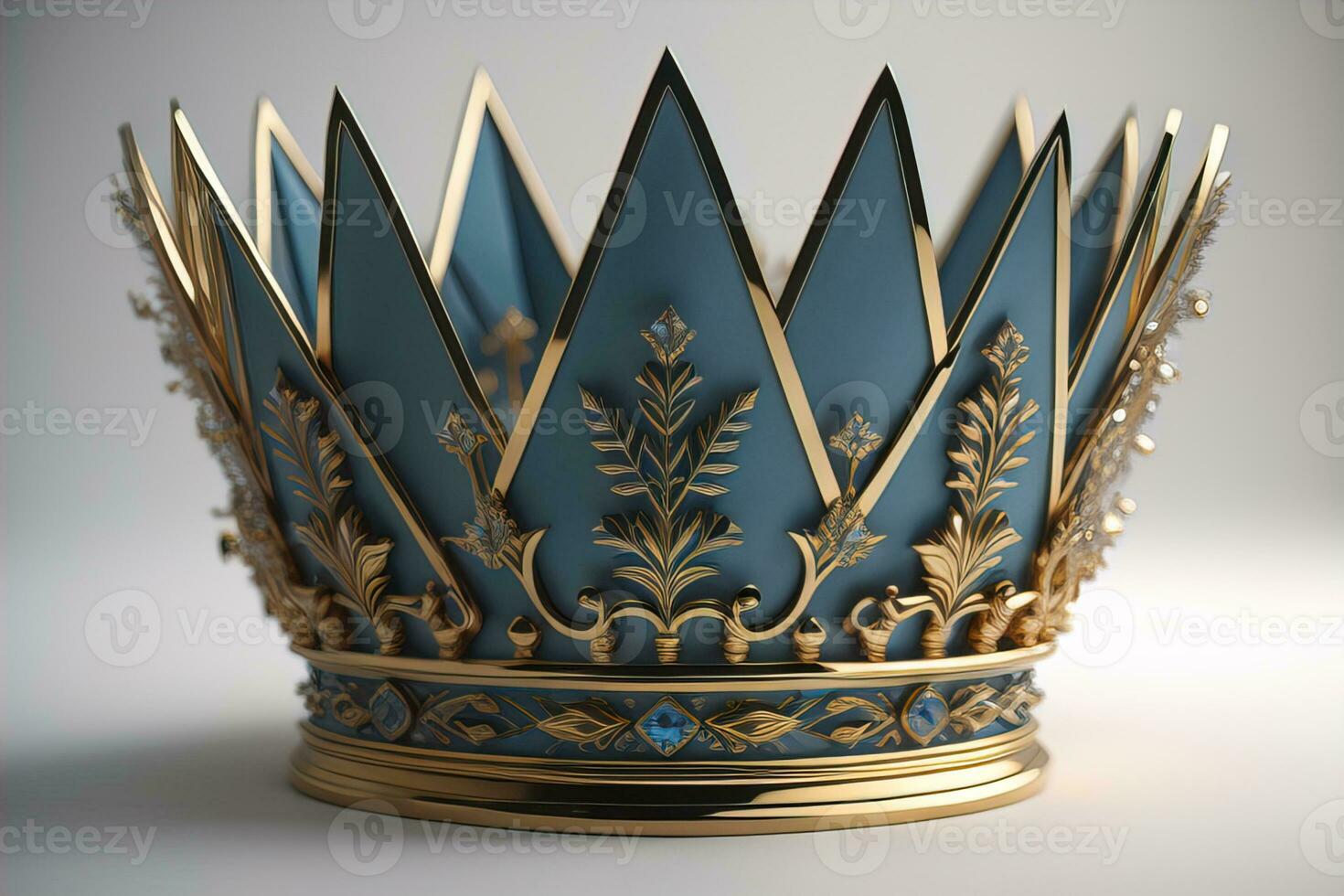 low key image of beautiful golden queen, king crown. ai generative photo