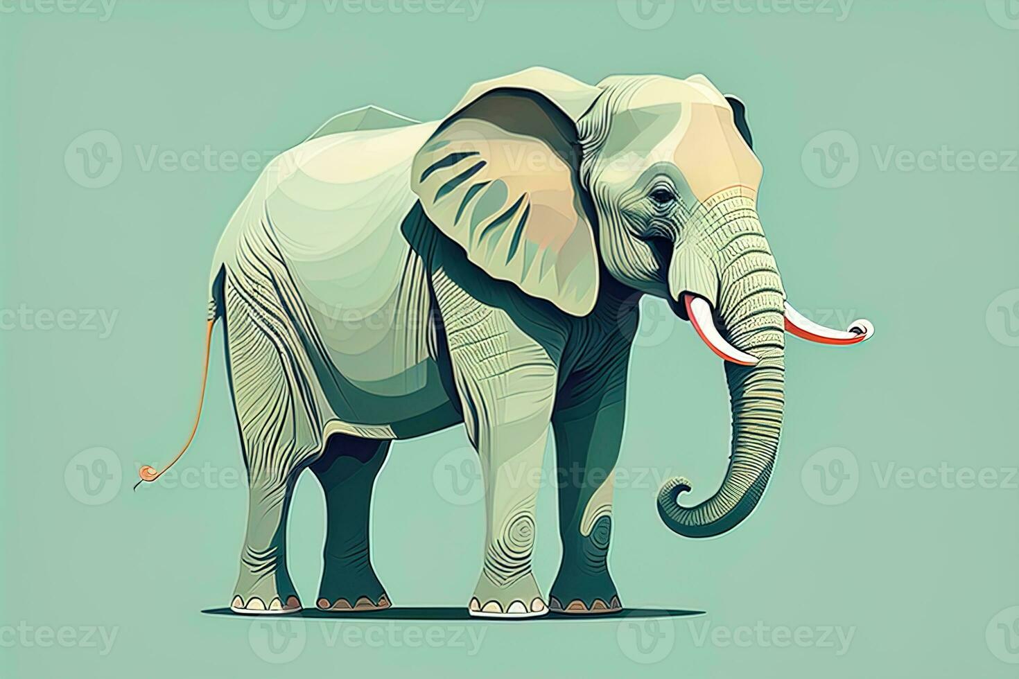 Vector illustration of an elephant. Isolated on a solid color background. ai generative photo