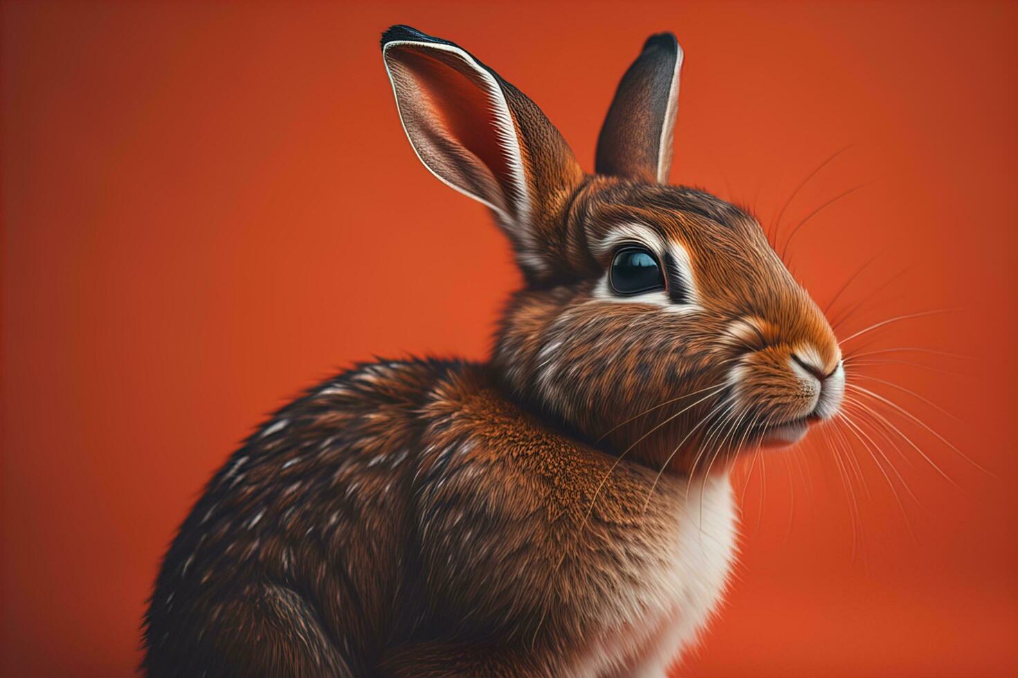 Easter bunny on a solid color background. ai generative photo