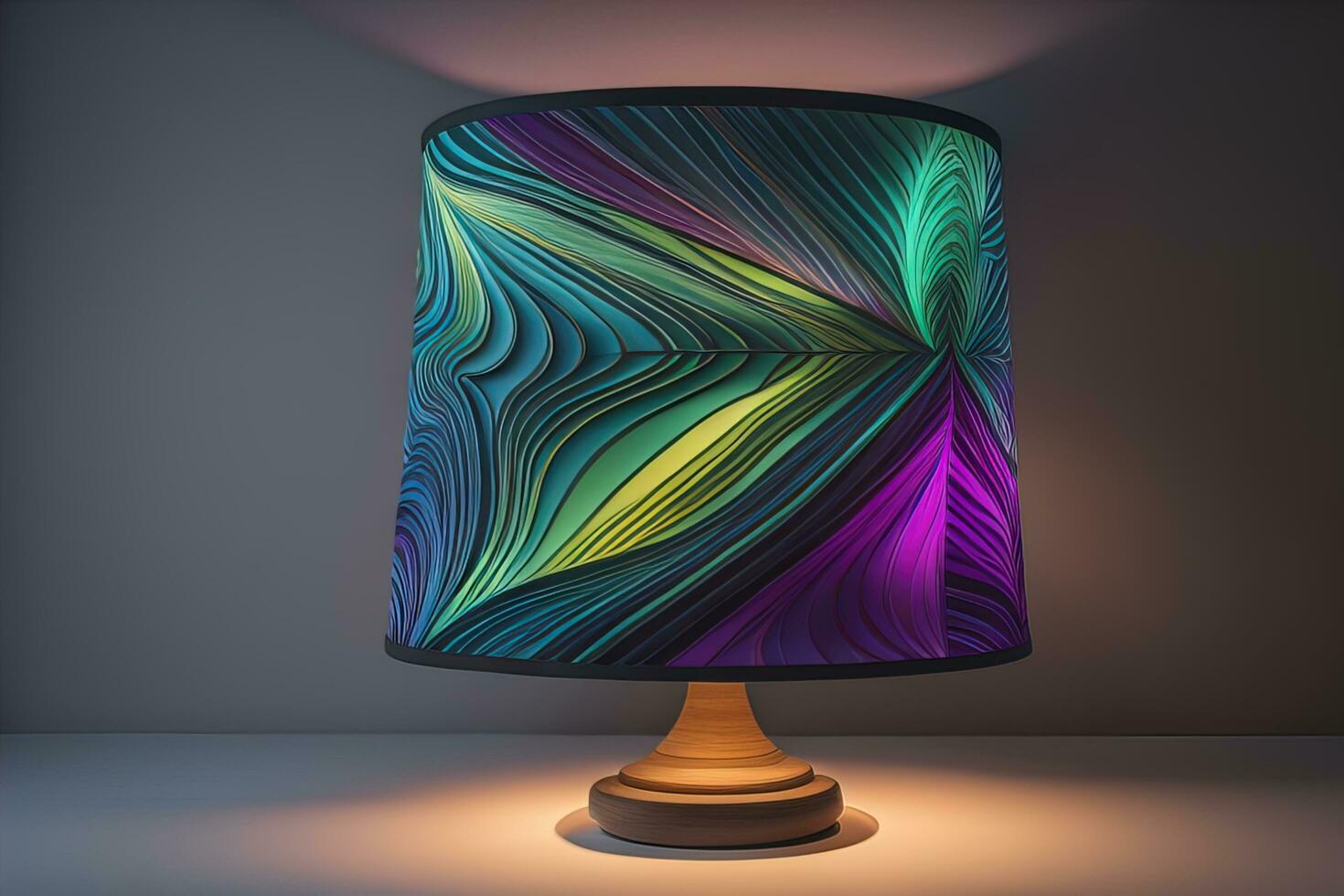 decorative table lamp on solid color background. ai generative photo
