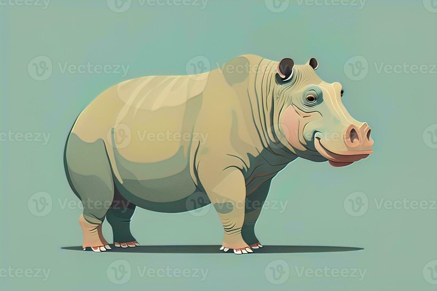 Hippopotamus standing on its hind legs. Vector illustration. ai generative photo