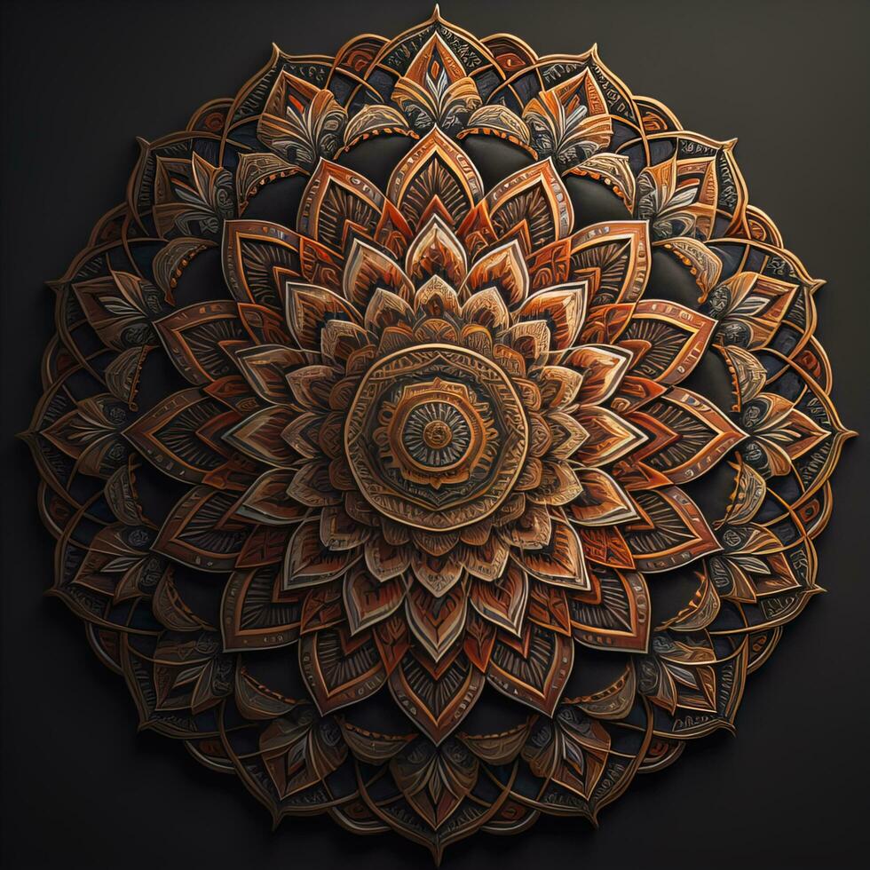 Mandala pattern. Vintage decorative elements. Hand drawn oriental background. ai generative photo