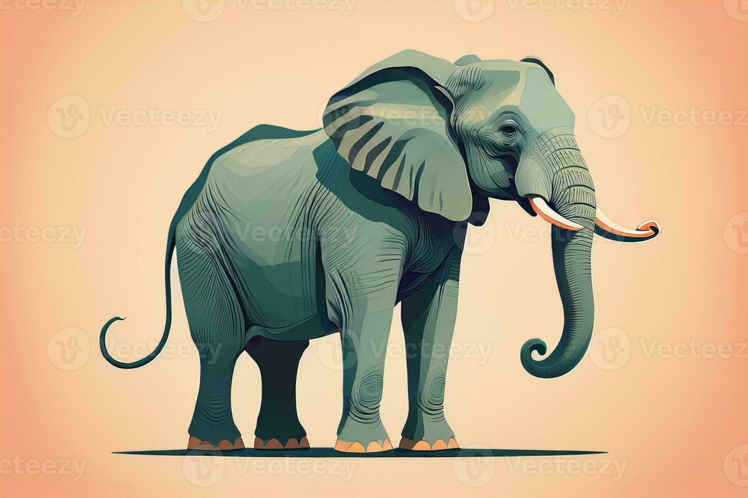 Vector illustration of an elephant. Isolated on a solid color background. ai generative photo