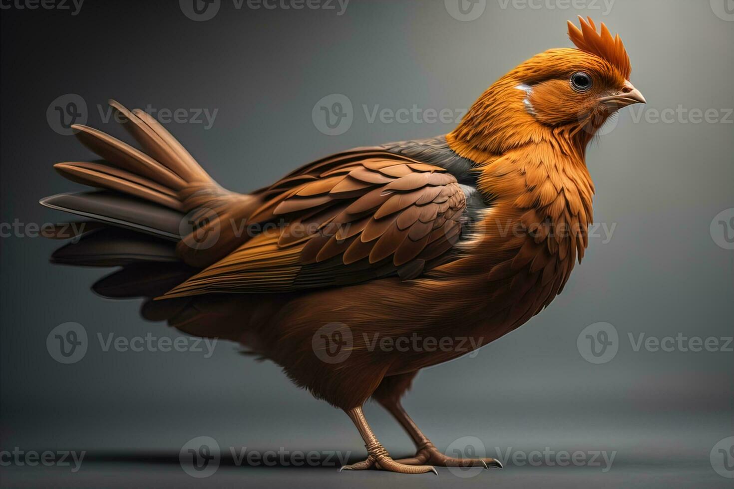 Colorful chicken on a solid color background, studio photo. ai generative photo