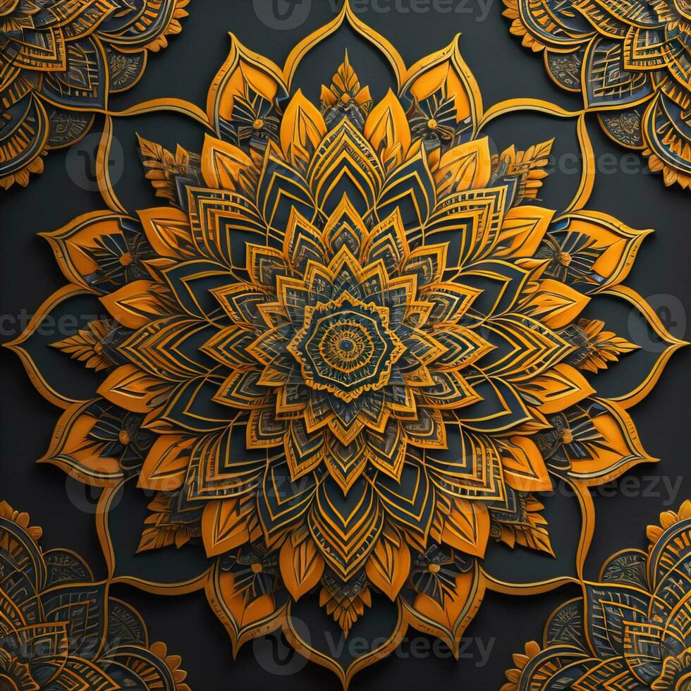 Mandala pattern. Vintage decorative elements. Hand drawn oriental background. ai generative photo