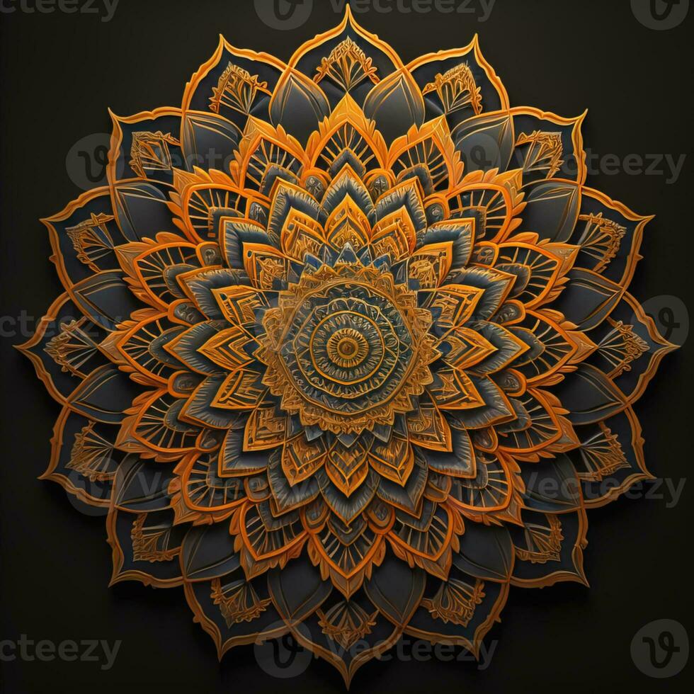 Mandala pattern. Vintage decorative elements. Hand drawn oriental background. ai generative photo
