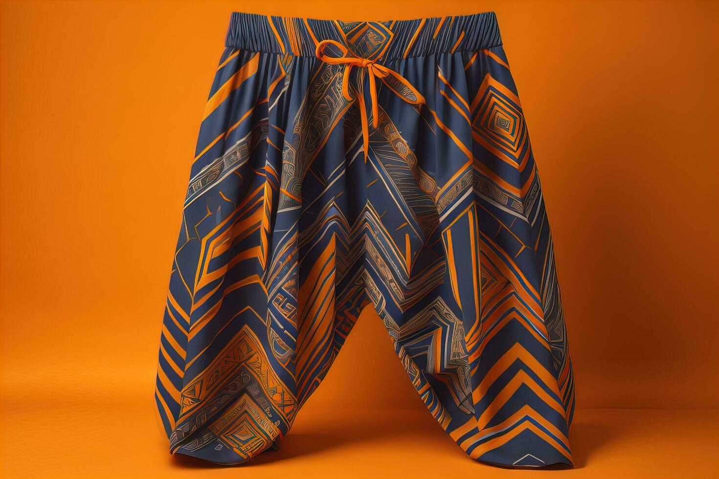 Men's shorts with a pattern on a solid color background. Studio shooting. ai generative photo