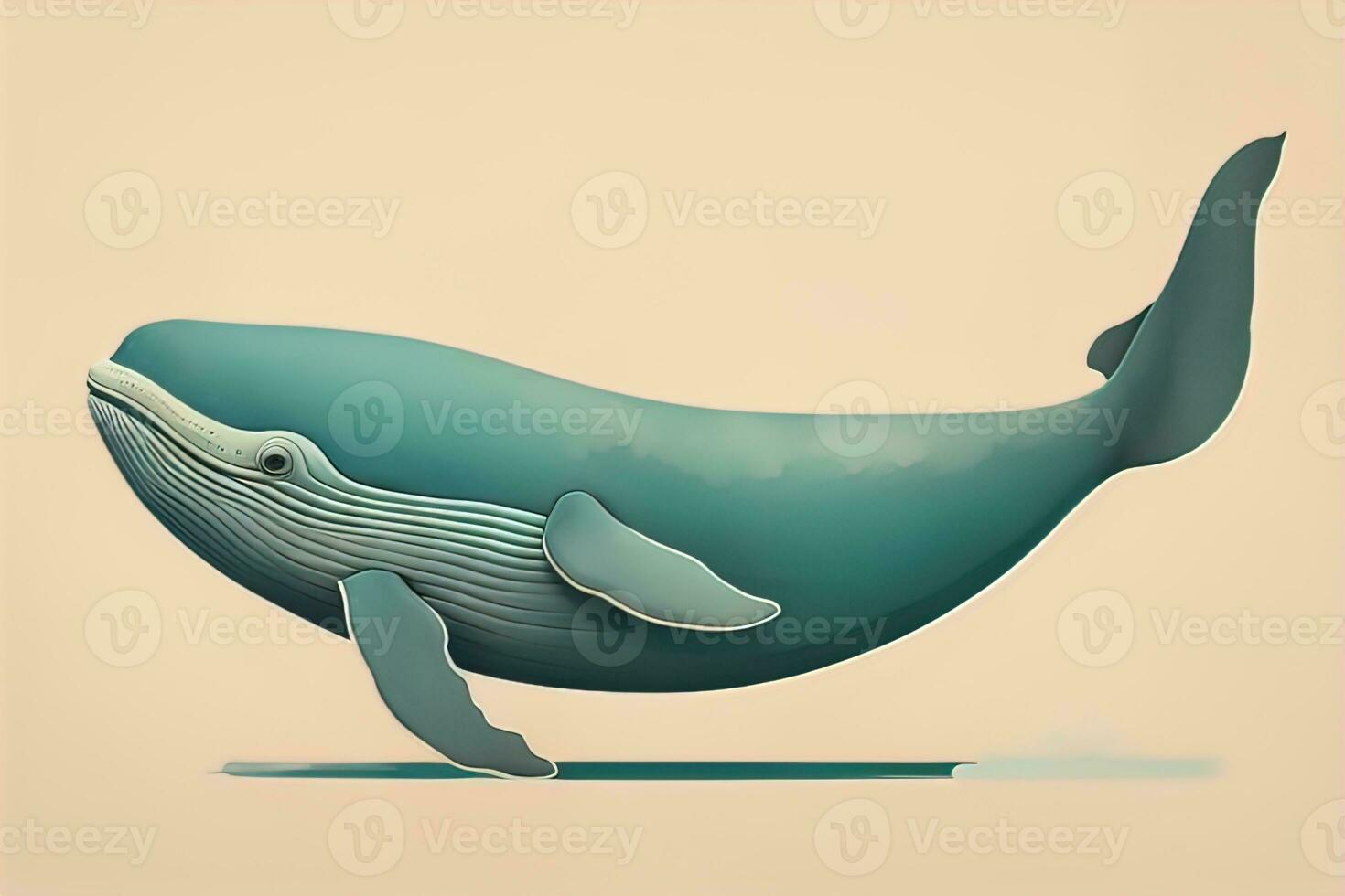 Blue whale isolated on a solid clor background. ai generative photo